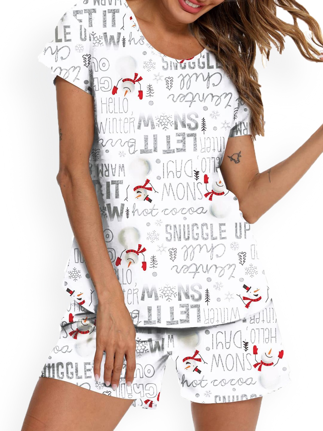 

Softwrap Women Printed Night suit, White