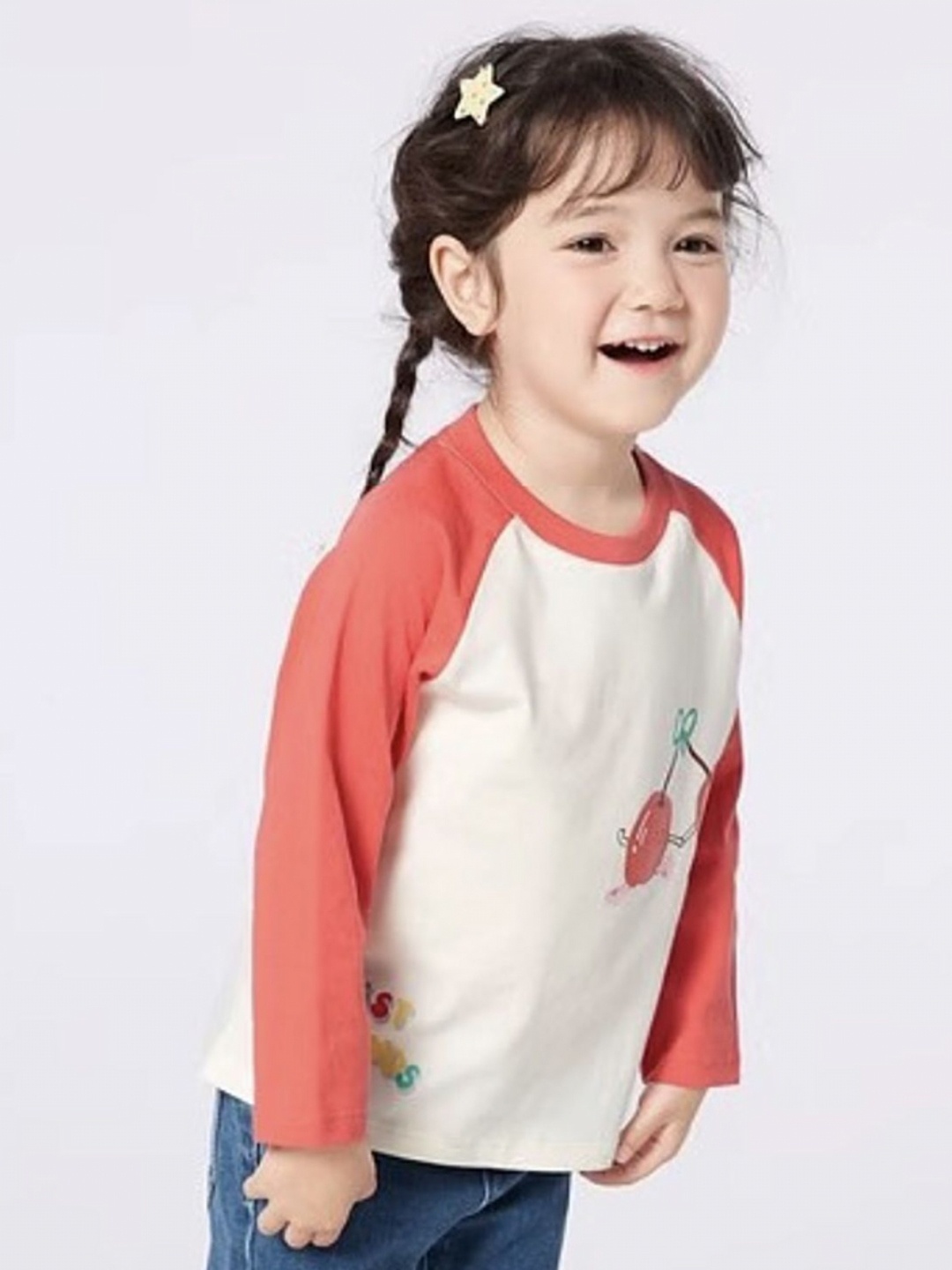 

LULU & SKY Girls Colourblocked Round Neck Cotton T-shirt, White