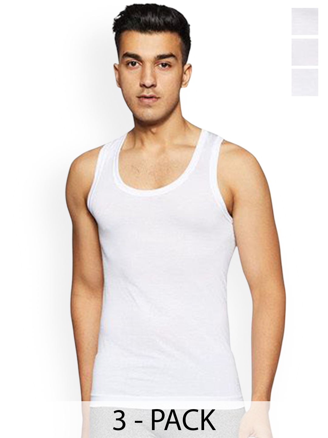 

Rupa Pack Of 3 Cotton Innerwear Vests - Frontline-Air-Whit-RN-3-75, White