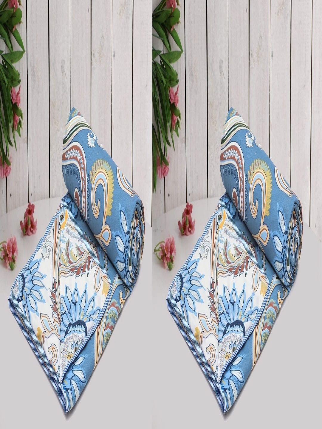 

Myntra Elegant Homes Blue 2 PCS Ethnic Motifs 150 GSM Microfiber Summer Single Bed Dohar