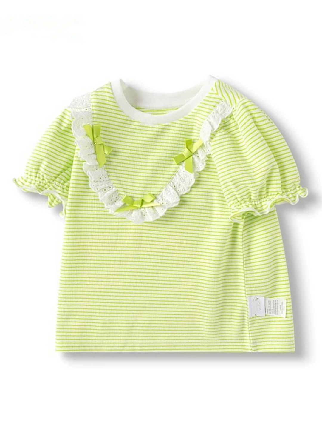 

LULU & SKY Girls Striped Round Neck Slim Fit T-shirt, Green