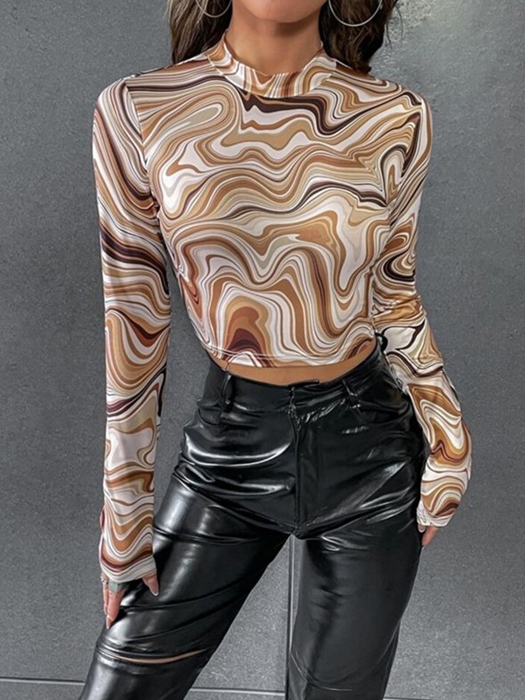 

NiloBerry Print Top, Coffee brown