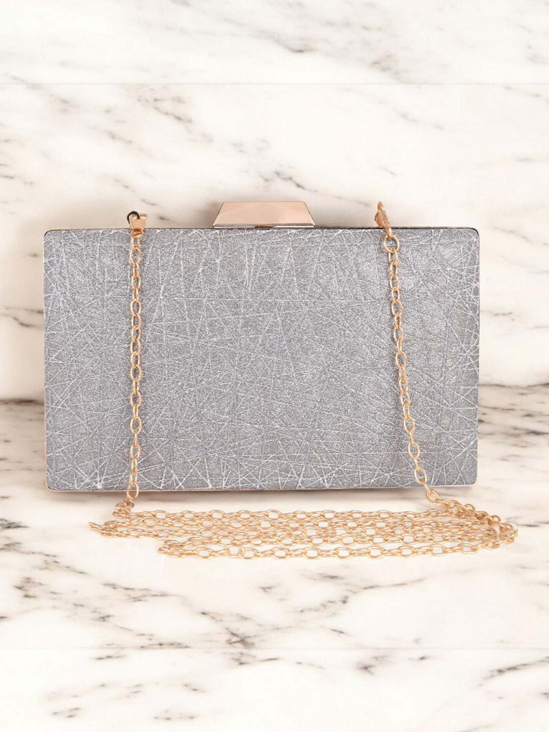 

CRUSSET Textured Embellished Purse Clutch, Grey