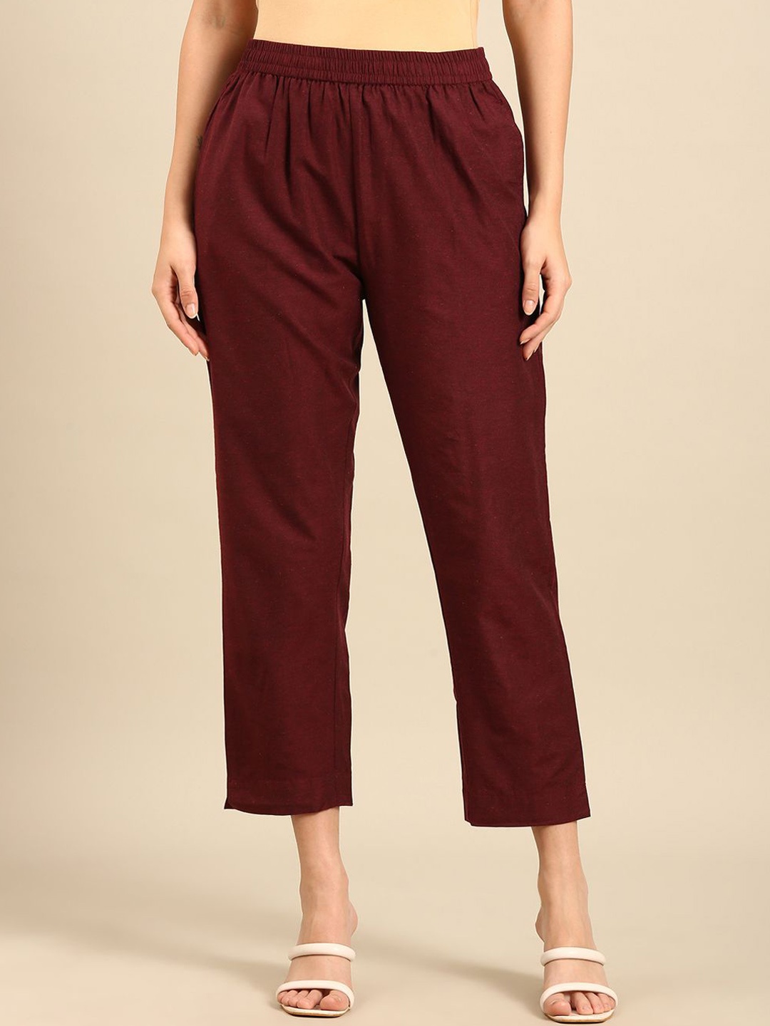 

De Moza Women Slip-On Regular Fit Trouser, Maroon