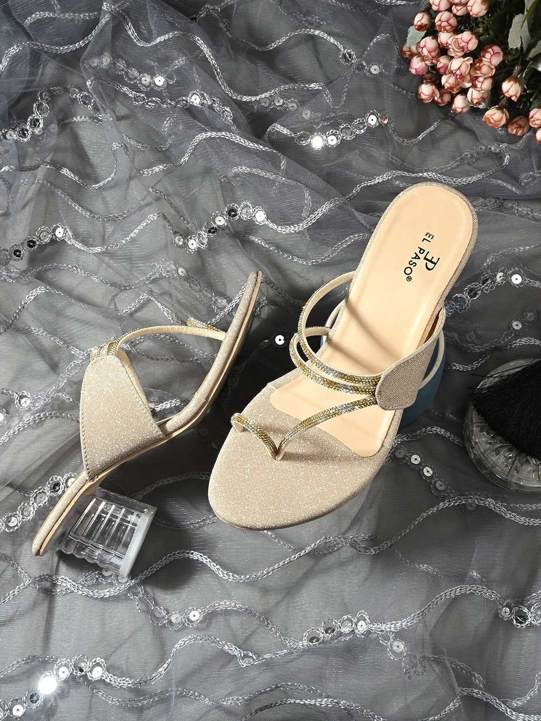 

El Paso Women Open Toe Block Heel Sandals, Beige