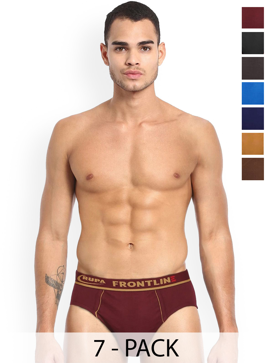 

Rupa Pack Of 7 Assorted Pure Cotton Basic Briefs - Frontline-Expando-Plain-7--75