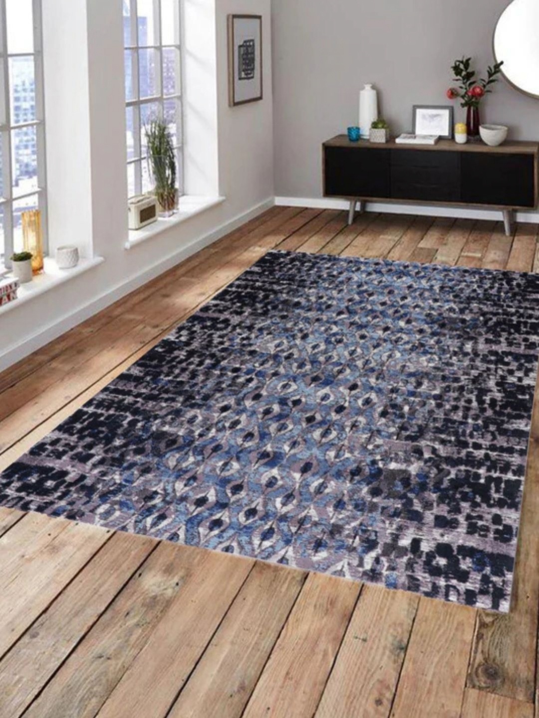 

WAXWINGO Blue Abstract Cotton Carpet