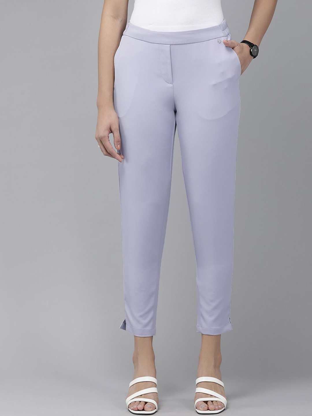 

Van Heusen Women Purple Solid Formal Regular Fit Trousers