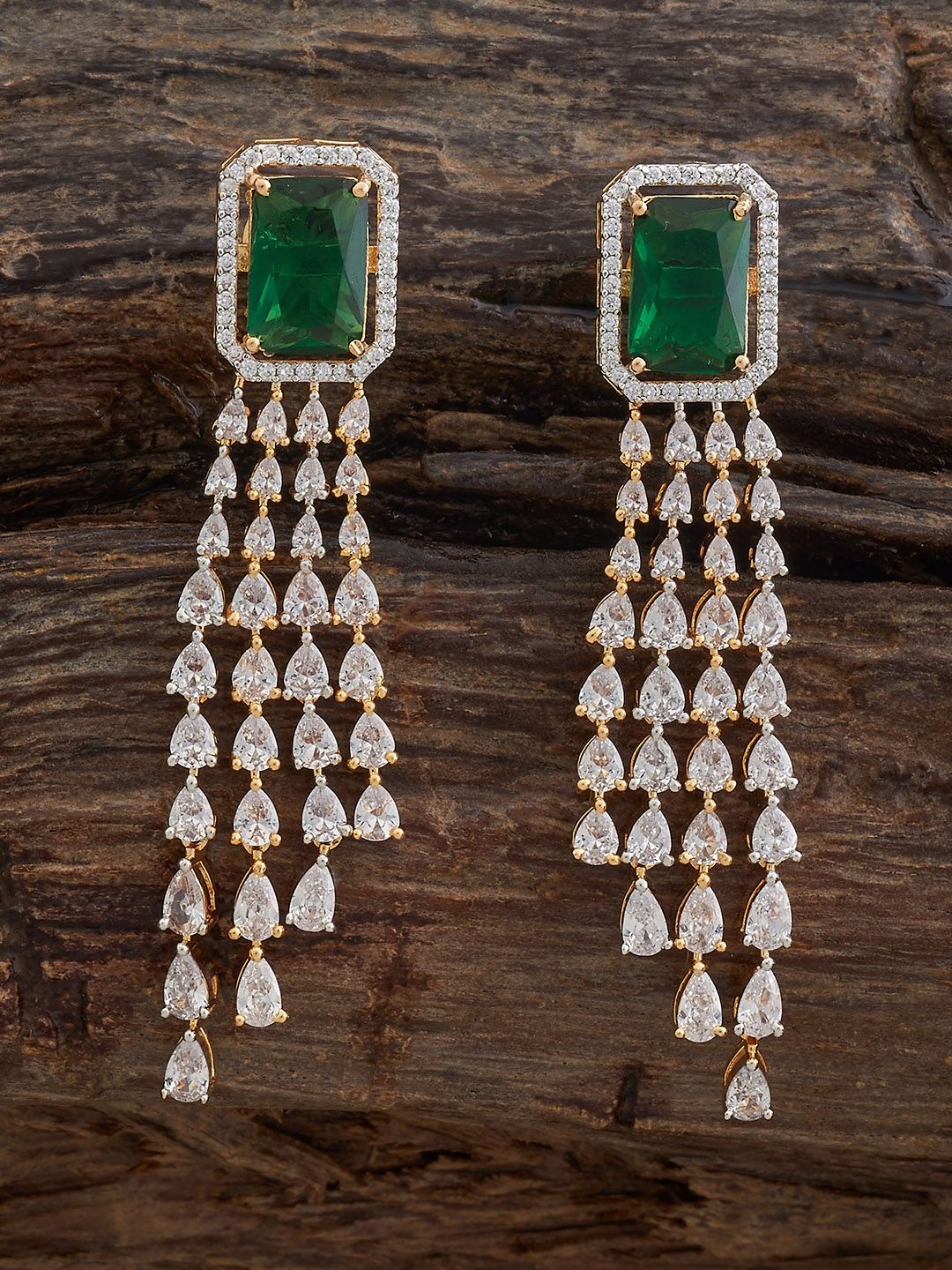 

Kushal's Fashion Jewellery Gold-Plated Zircon Classic Drop Earrings