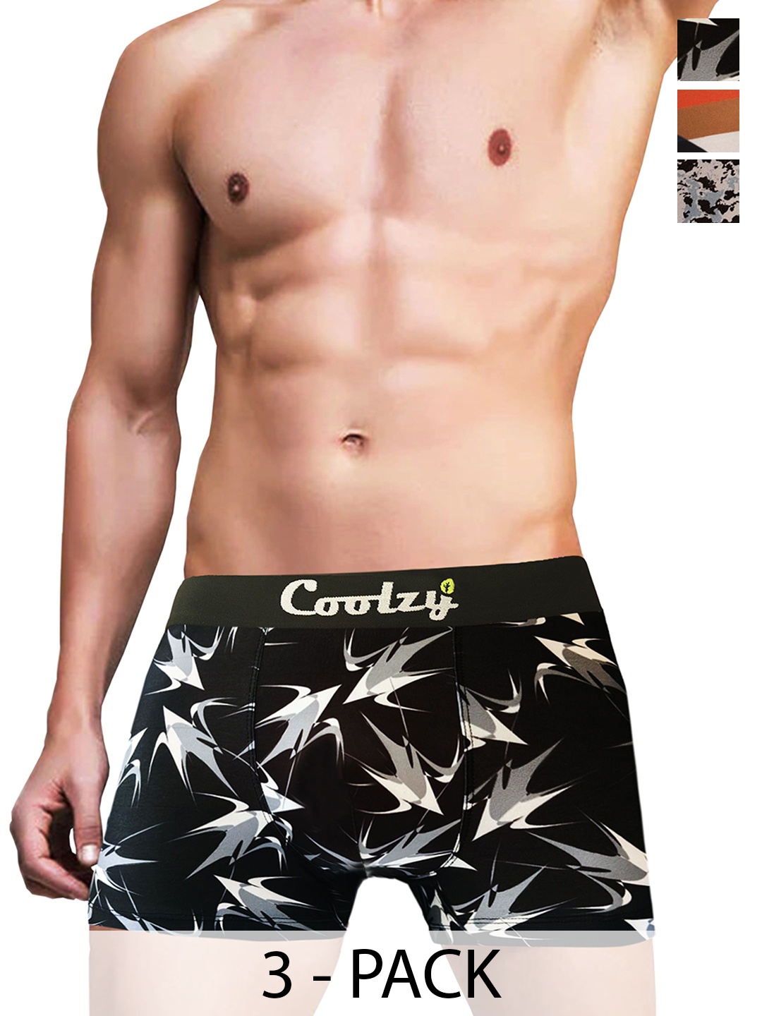

Coolzy Pack Of 3 Printed Trunk RUCPTN3K022-XXL, Black