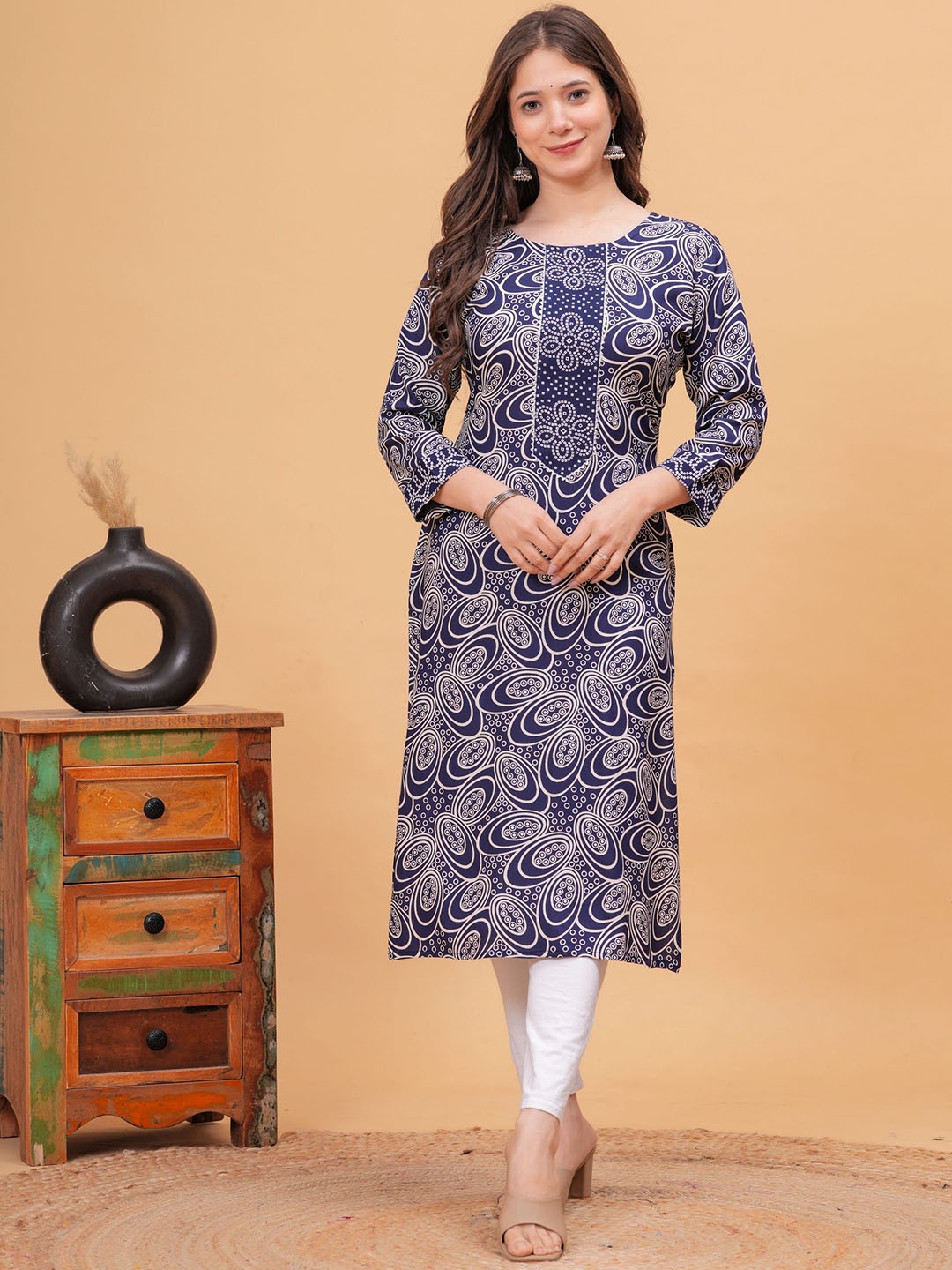 

DK FAB Women Ethnic Motifs Printed Asymmetric Kurta, Blue