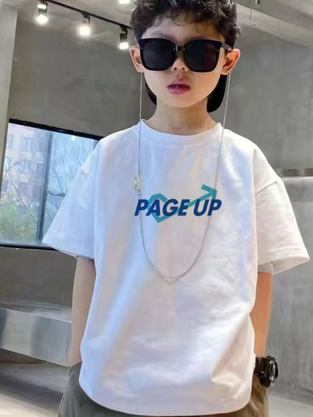 

LULU & SKY Boys Typography Printed Round Neck Cotton Oversized T-shirt, White