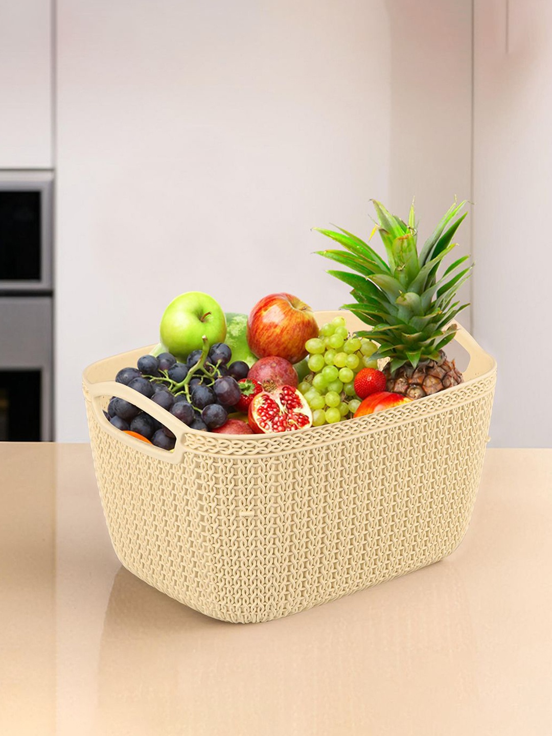 

Kuber Industries Cream-Coloured Self Design Multi-Purpose Basket For Storage