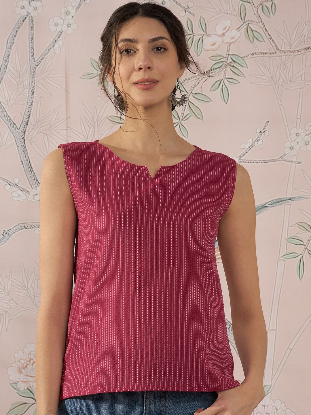 

InWeave Women V-Neck Cotton Top, Maroon