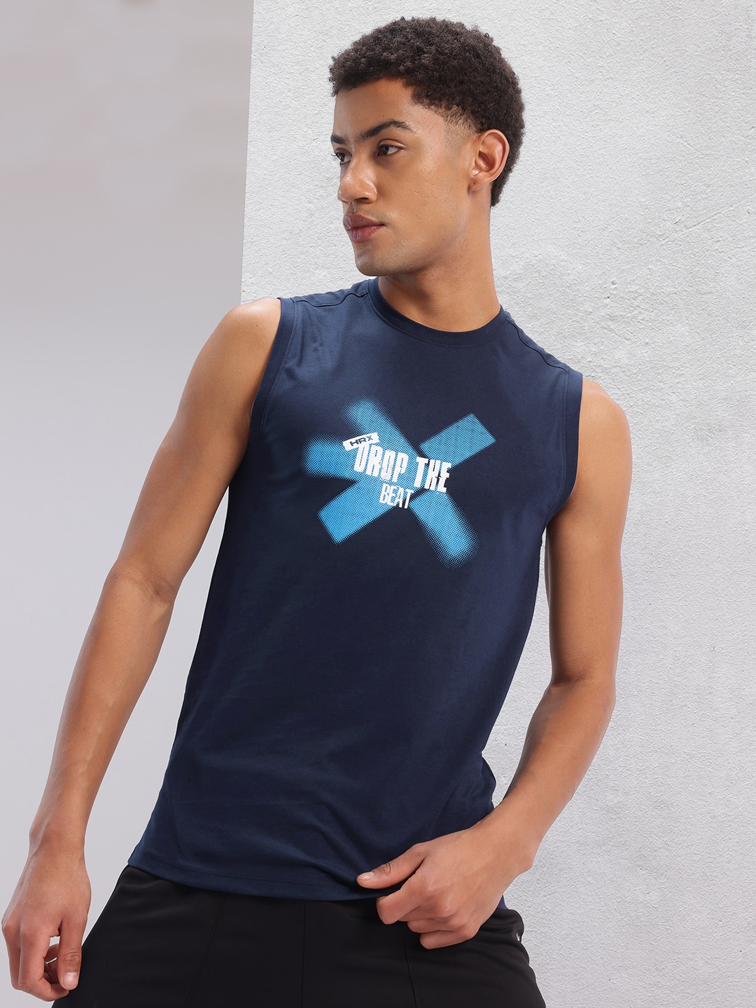 

HRX by Hrithik Roshan Printed Lifestyle T-shirt, Navy blue