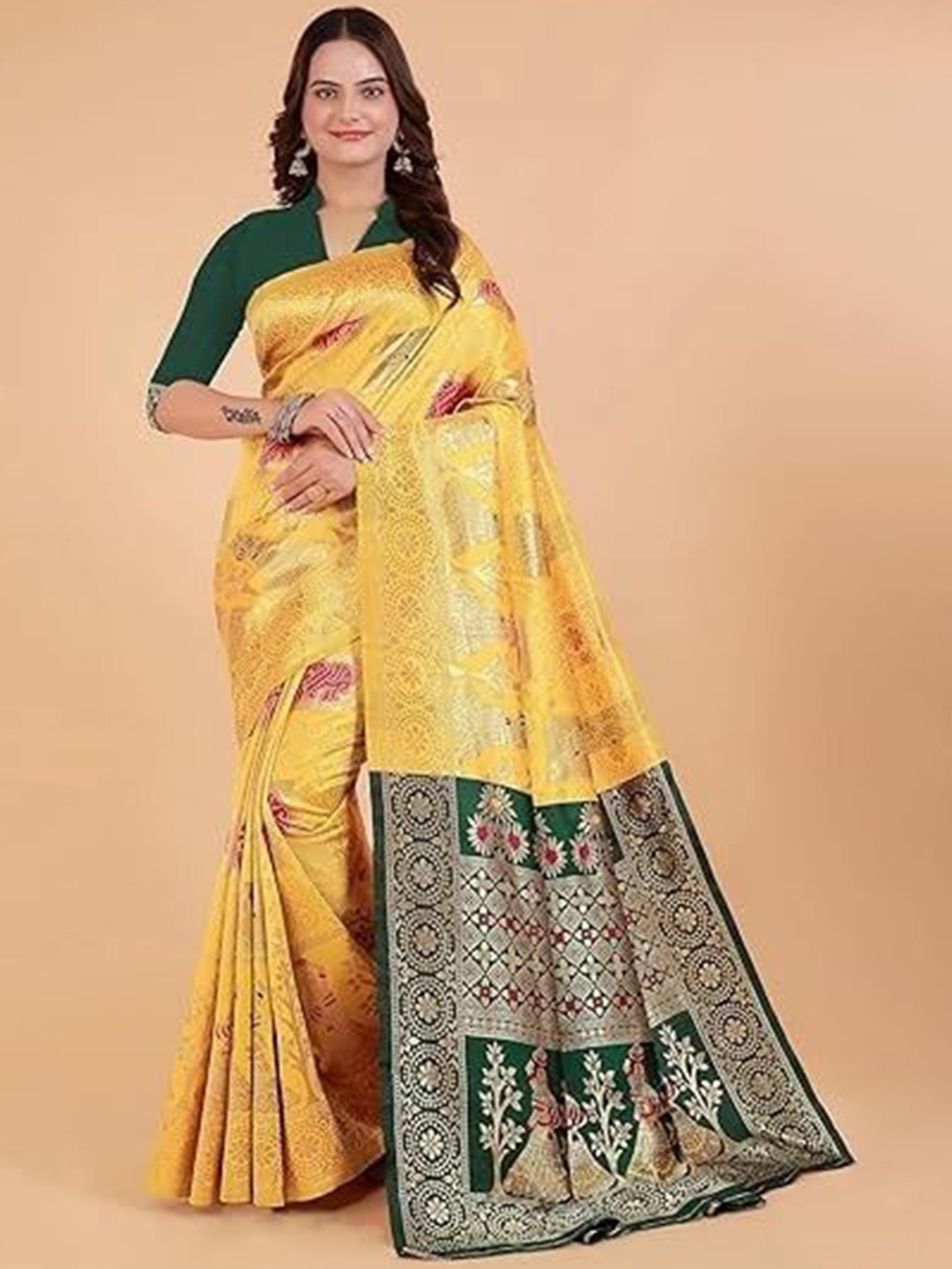 

Suratwala Ethnic Motifs Woven Design Kota Saree, Yellow