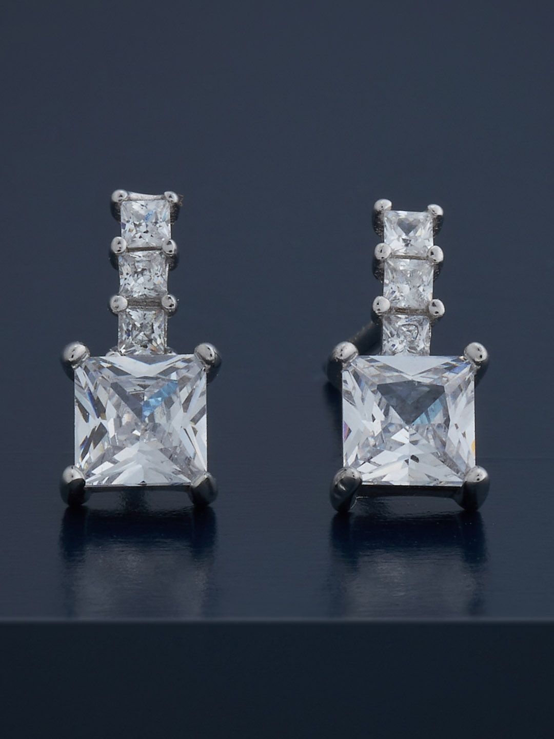 

Kushal's Fashion Jewellery 92.5 Silver Rhodium-Plated Classic Studs, White