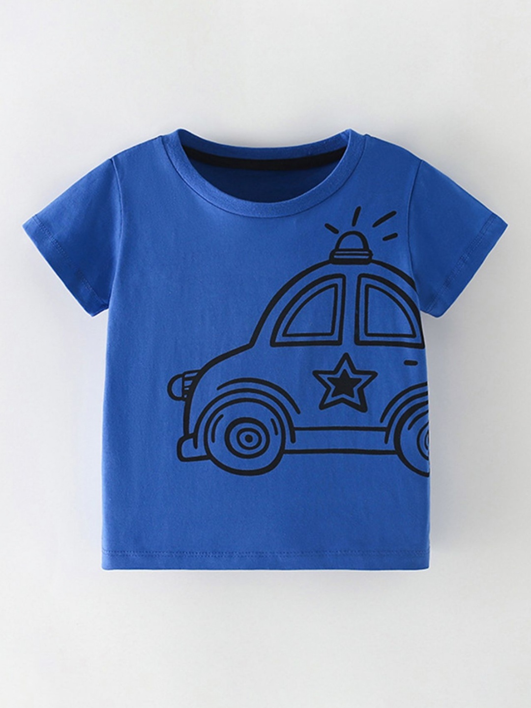 

LULU & SKY Boys Graphic Printed Round Neck Cotton T-shirt, Blue