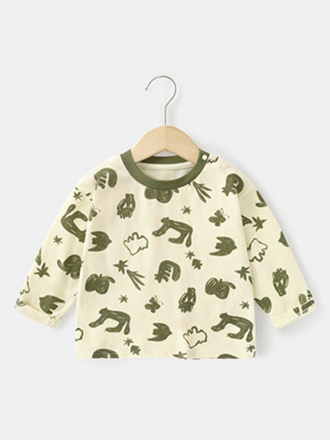 

LULU & SKY Girls Conversational Printed Round Neck Cotton T-shirt, Beige