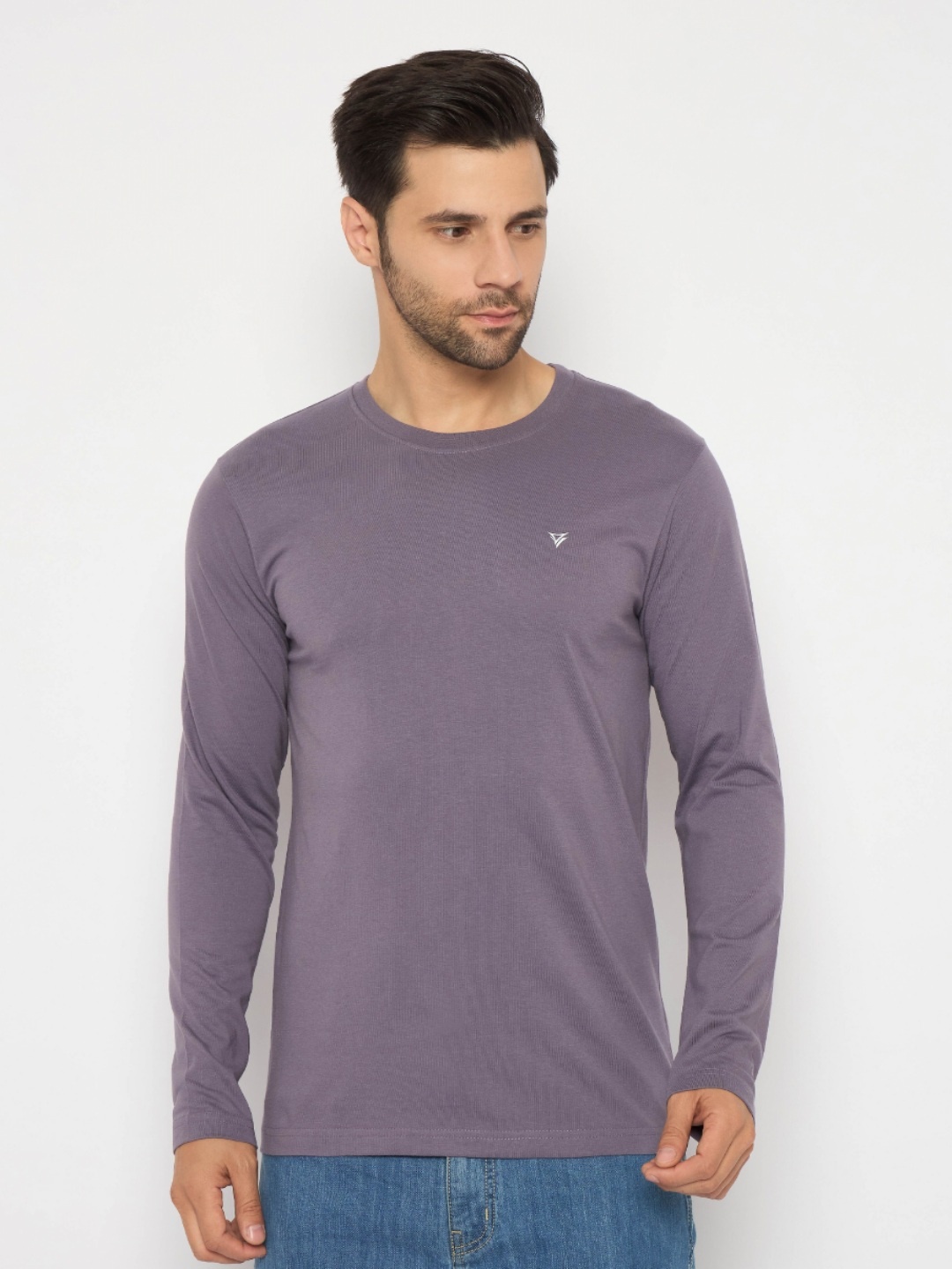 

NEVA Men Solid Round Neck Cotton T-shirt, Lavender