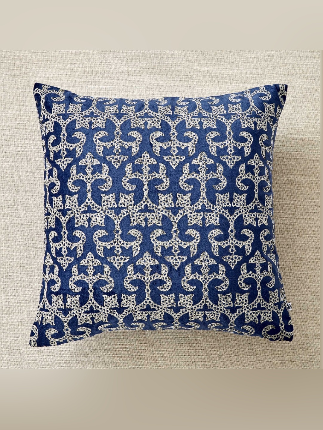 

Home Centre Endura Blue Ethnic Motifs Embroidered Velvet Square Cushion Covers