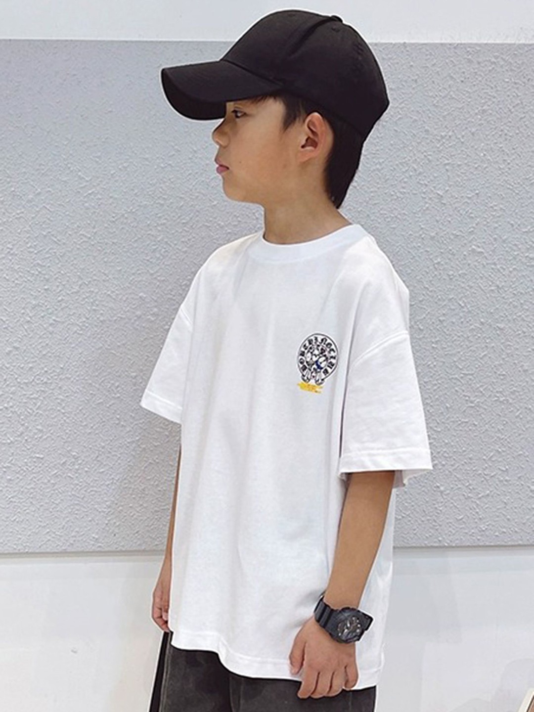

LULU & SKY Boys Graphic Printed Round Neck Cotton Oversized T-shirt, White