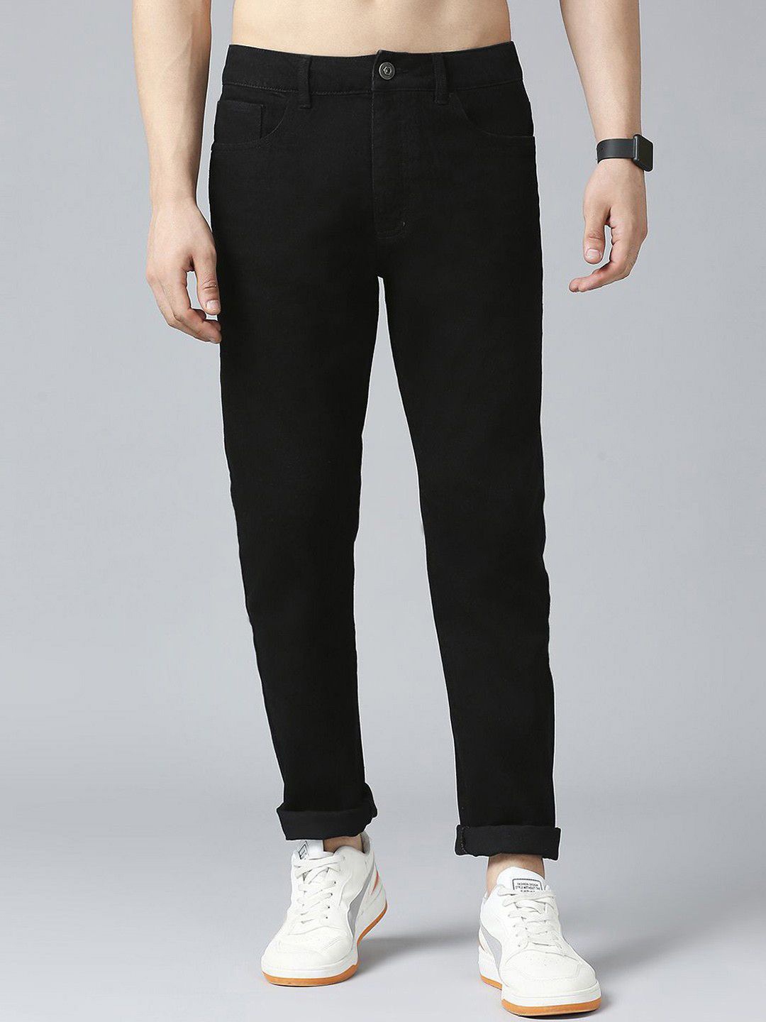 

ComfyStyle Men Jean Regular Fit Mid-Rise Stretchable Jeans, Black