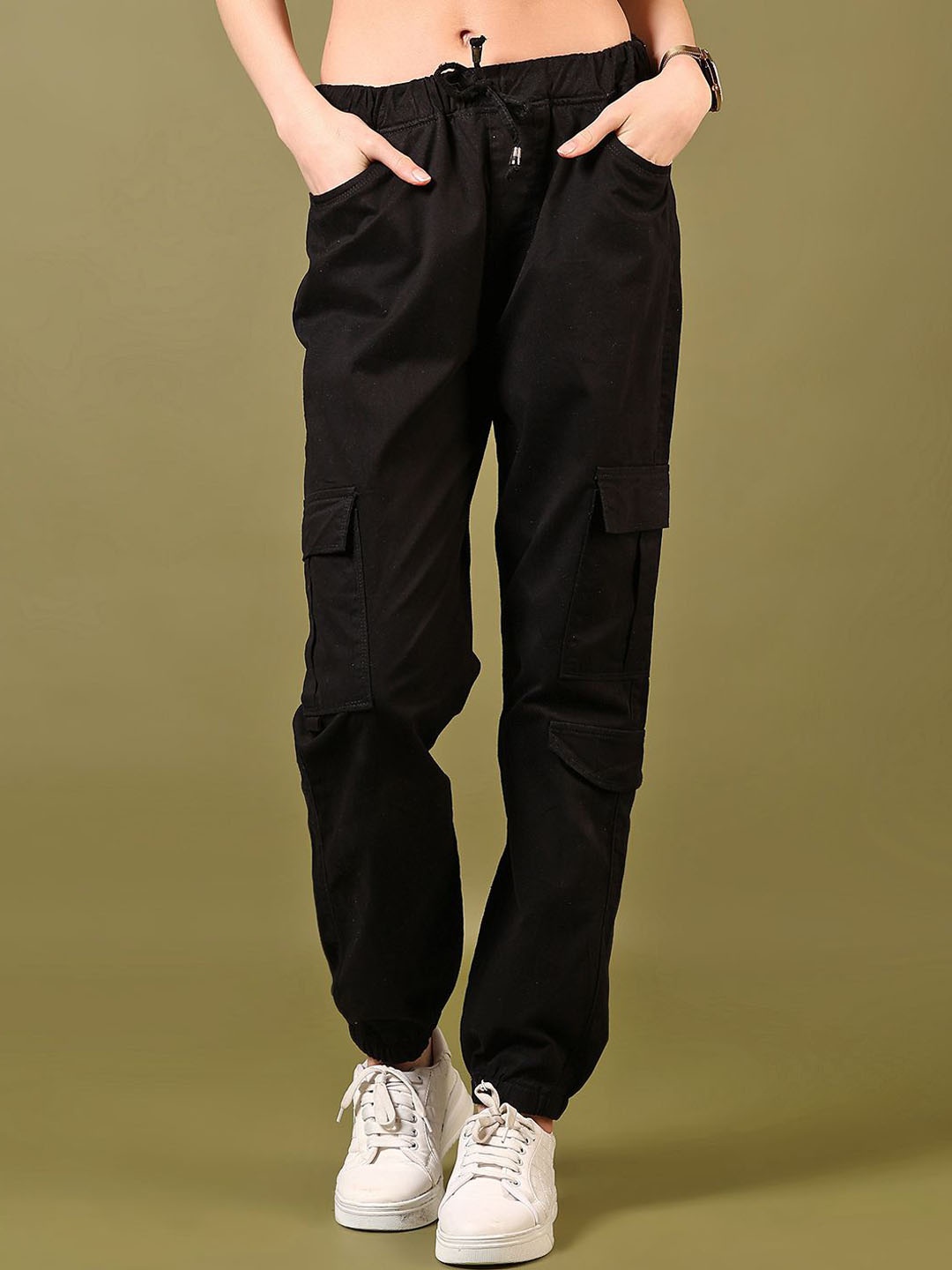 

V-Mart Women Mid-Rise Regular Fit Chinos Trousers, Black