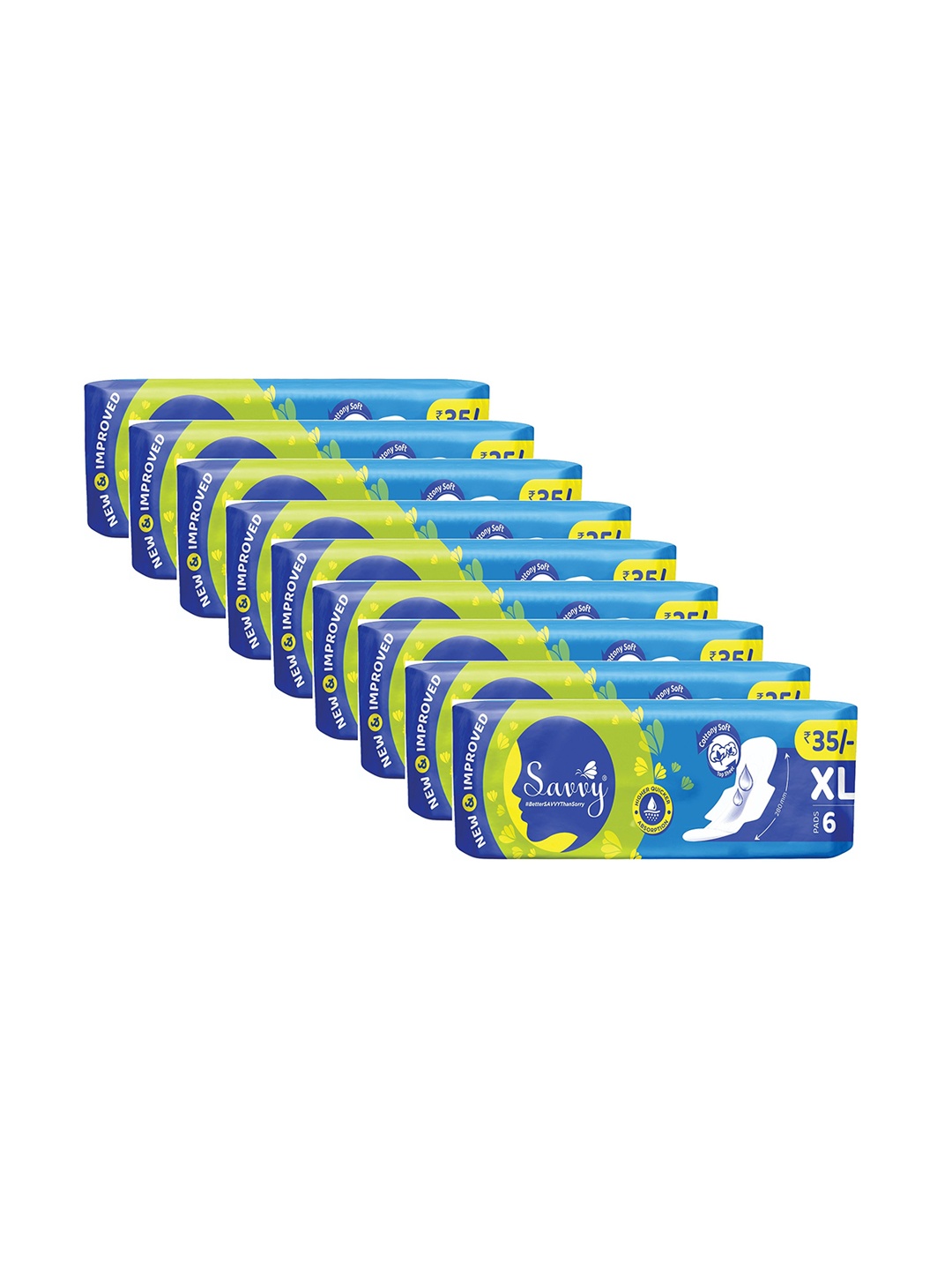 

Savvy Set Of 9 Maxi Cotton Sanitary Pads- 6 Pads Each- XL, White