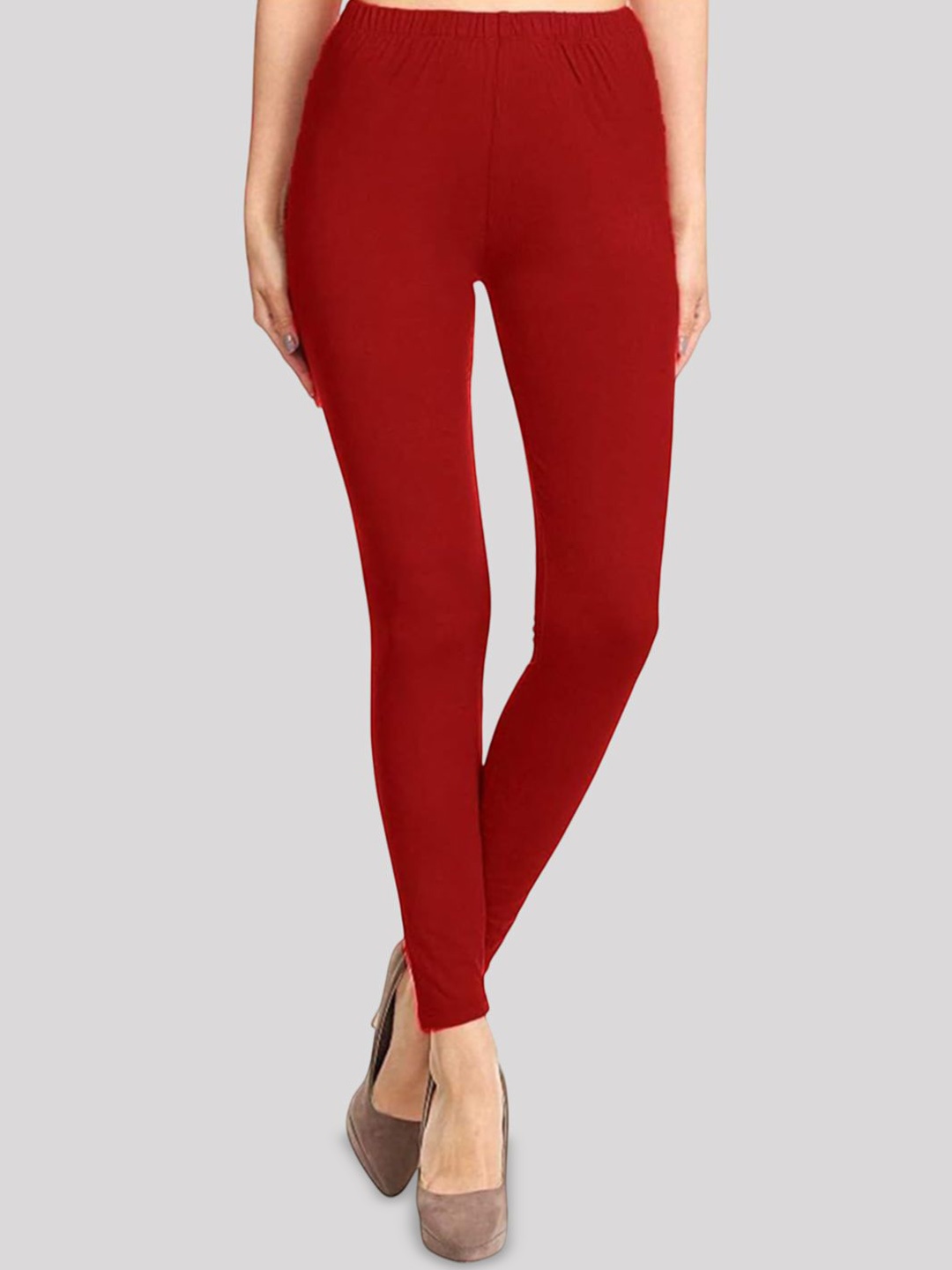 

Jaanvi Slim Fit Stretch Ankle Length Leggings, Red