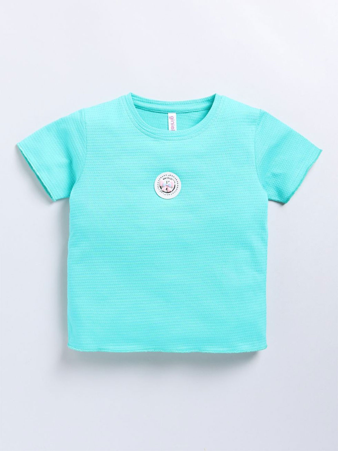 

Ginie Girls Logo Printed Crop Top, Green