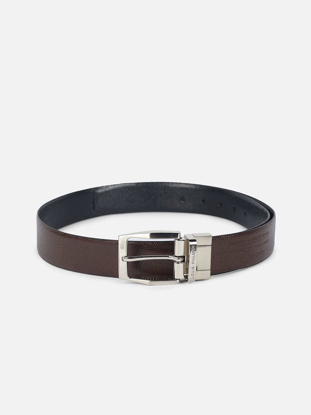 

Louis Philippe Men Textured Leather Reversible Belt, Brown