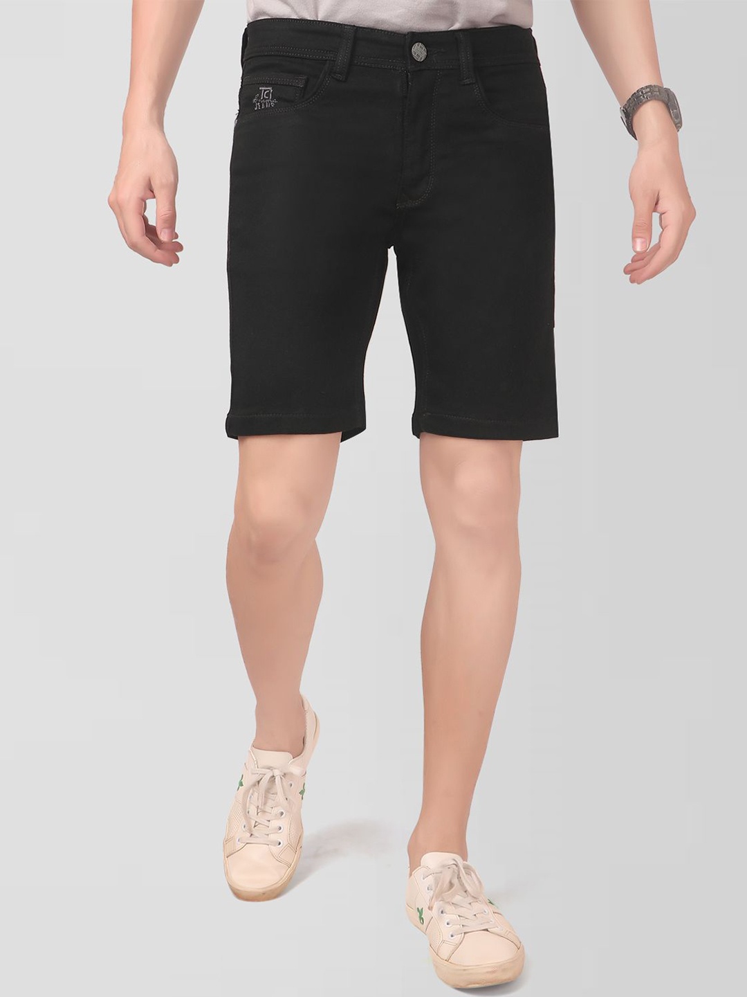 

TCI Men Slim Fit Denim Shorts, Black