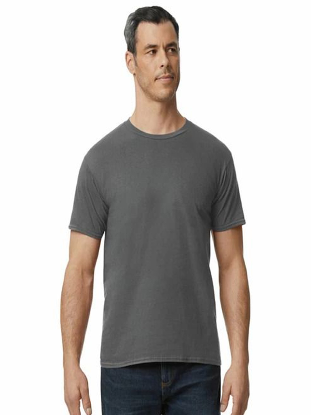 

Gildan Men Solid Round Neck Cotton T-shirt, Charcoal