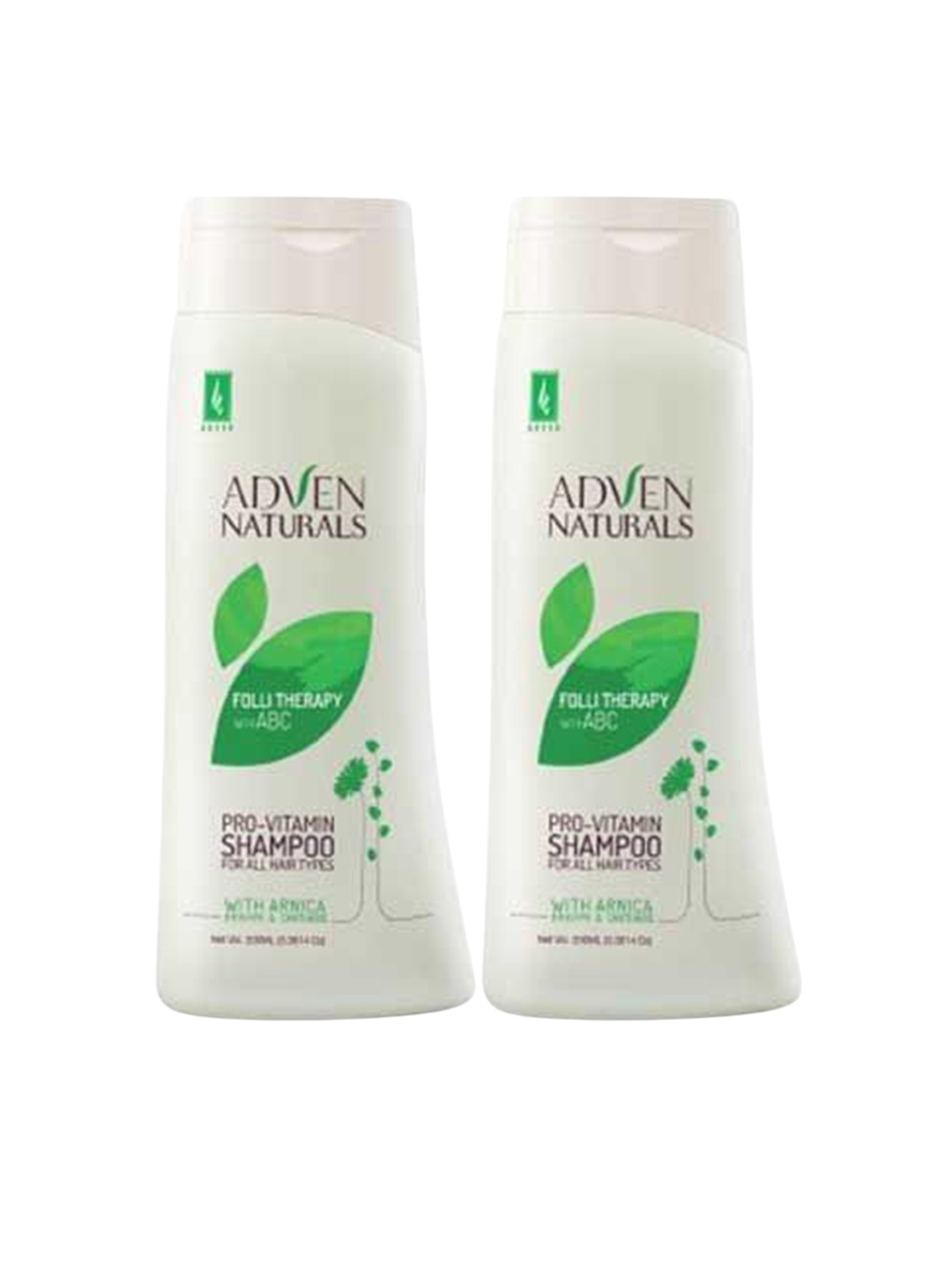 

ADVEN Set Of 2 Folli Therapy Pro-Vitamin Shampoo - 200 ml Each, Green