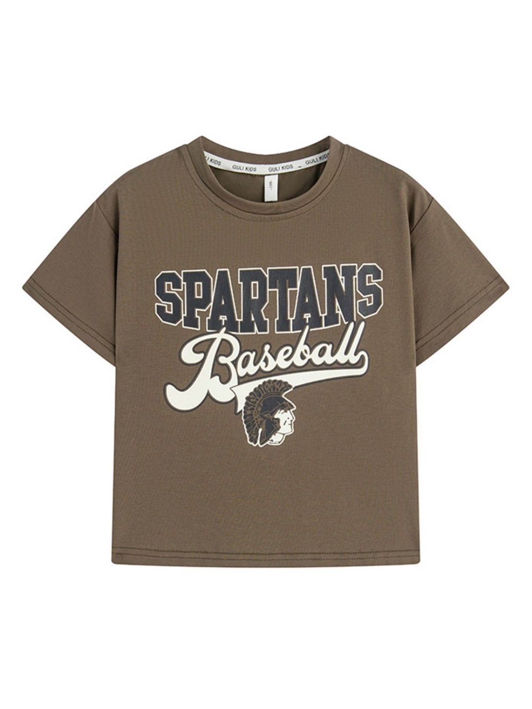 

LULU & SKY Girls Typography Printed Round Neck Cotton T-shirt, Brown