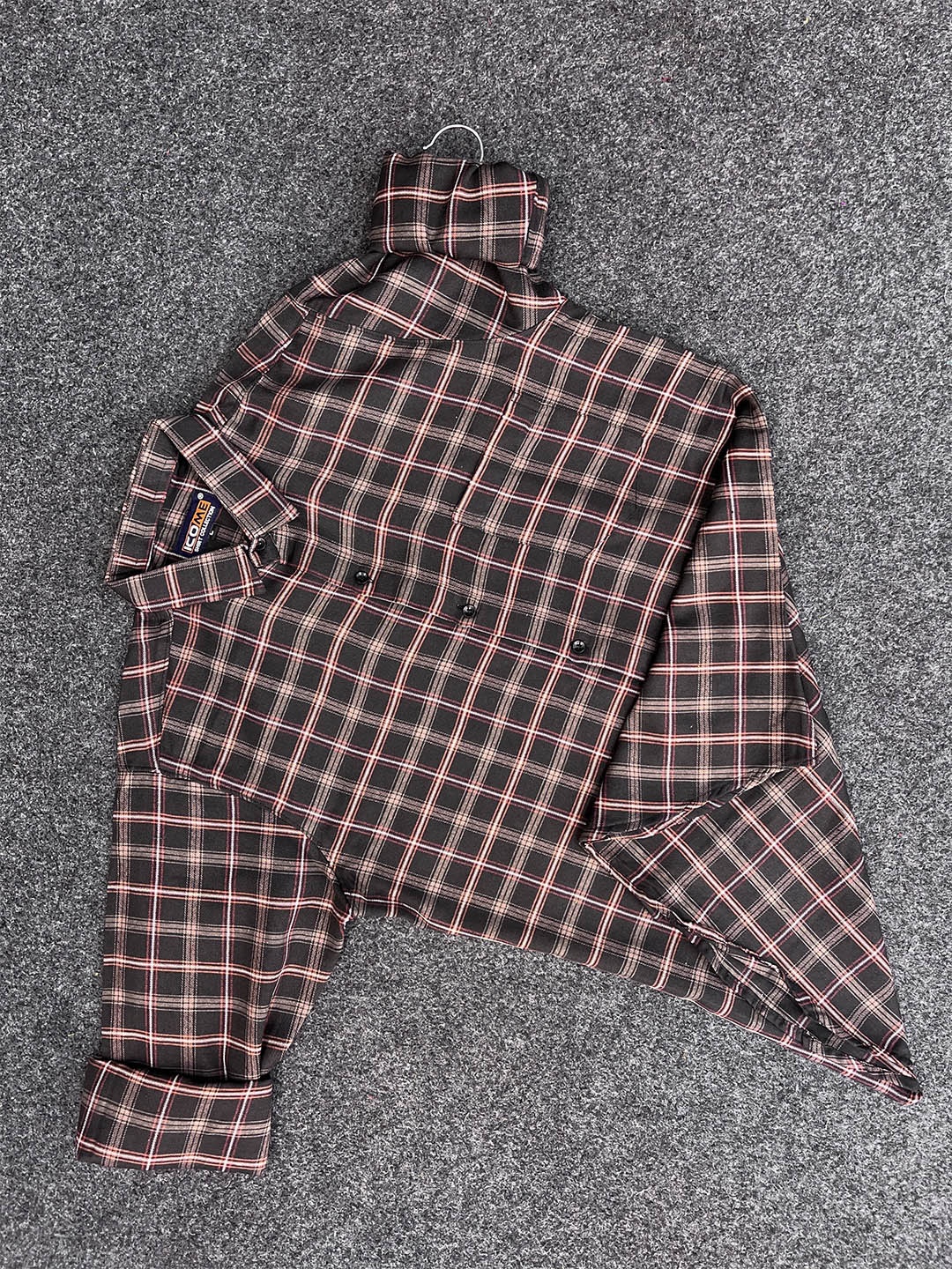 

iCome Men Spread Collar Checked Cotton Linen Casual Shirt, Black