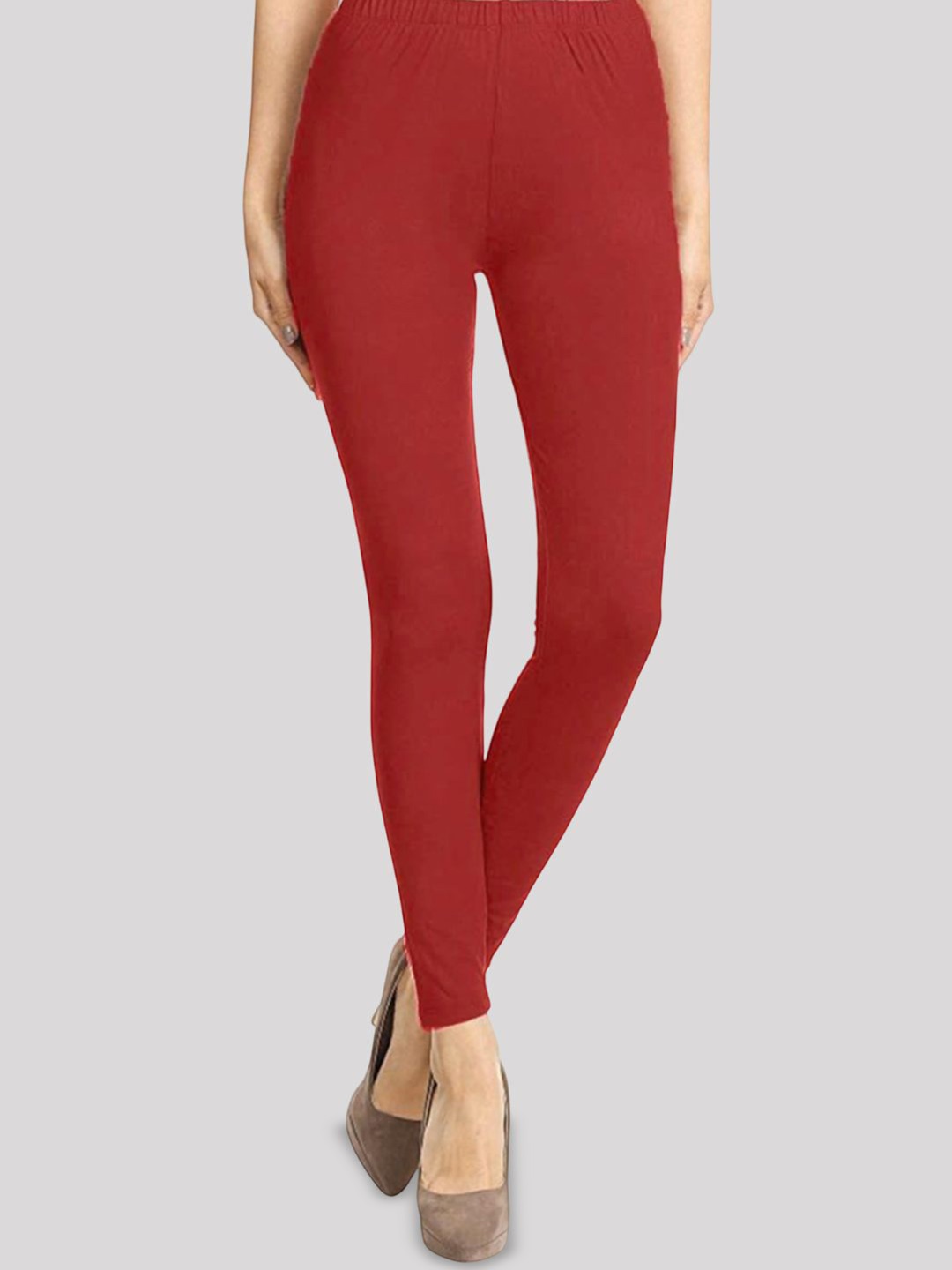 

Jaanvi Women Slim Fit Stretch Cotton Ankle Length Leggings, Red
