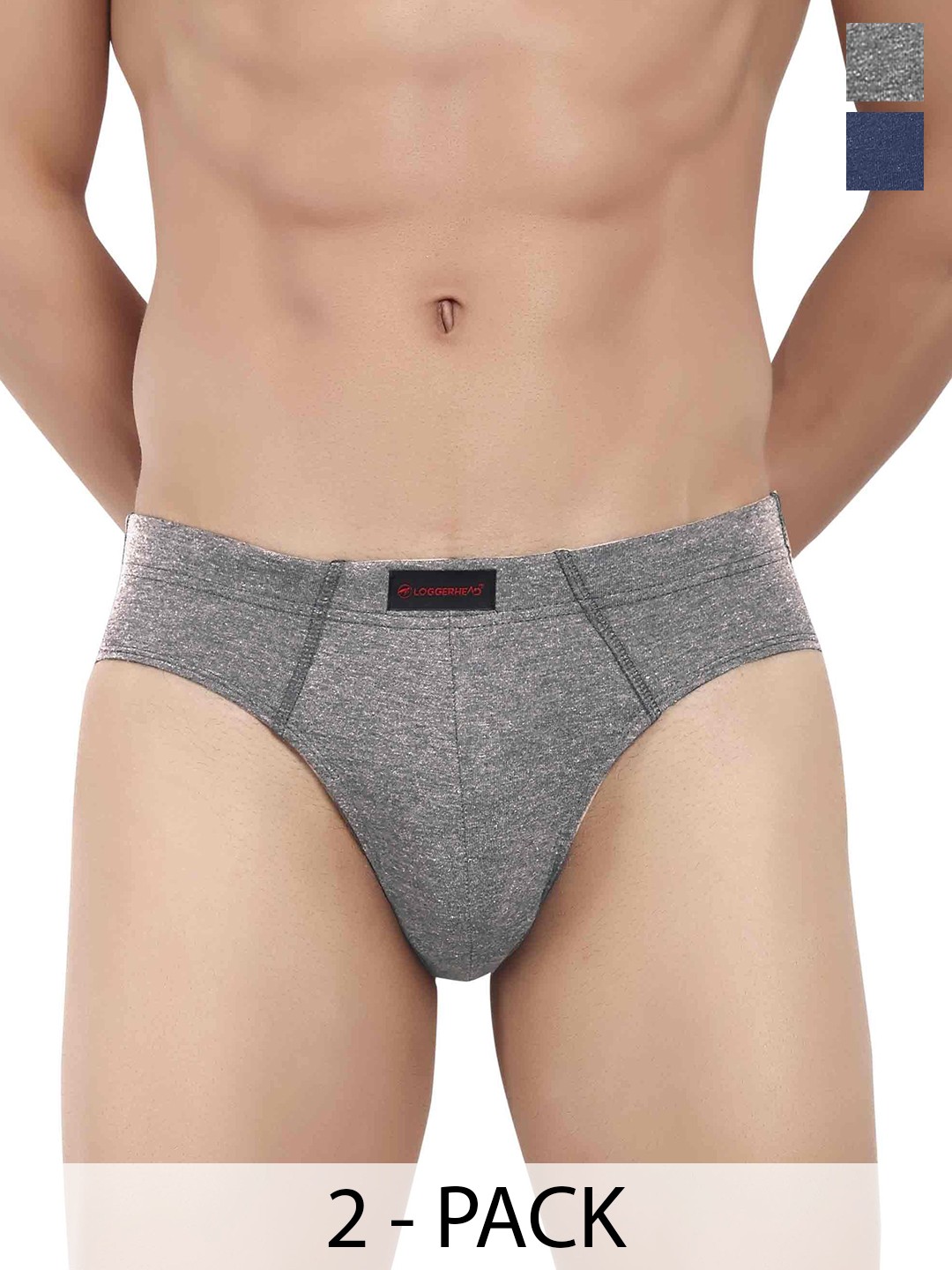 

LOGGERHEAD Men Pack Of 2 Mid-Rise Basic BriefsLHCB001-DARK GREY-NAVY BLUE
