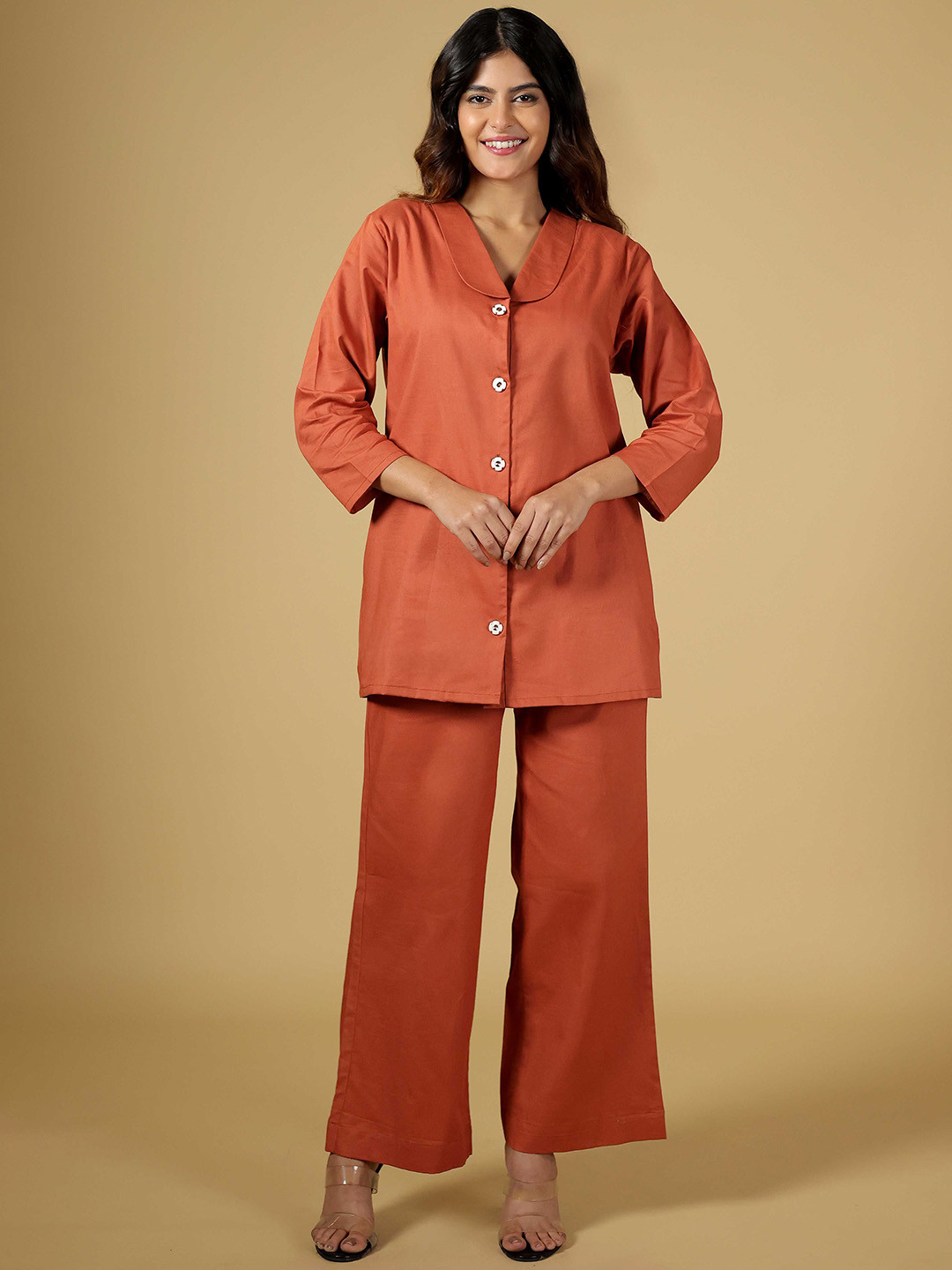

BEOM Linen Top With Trousers Co-Ords, Orange