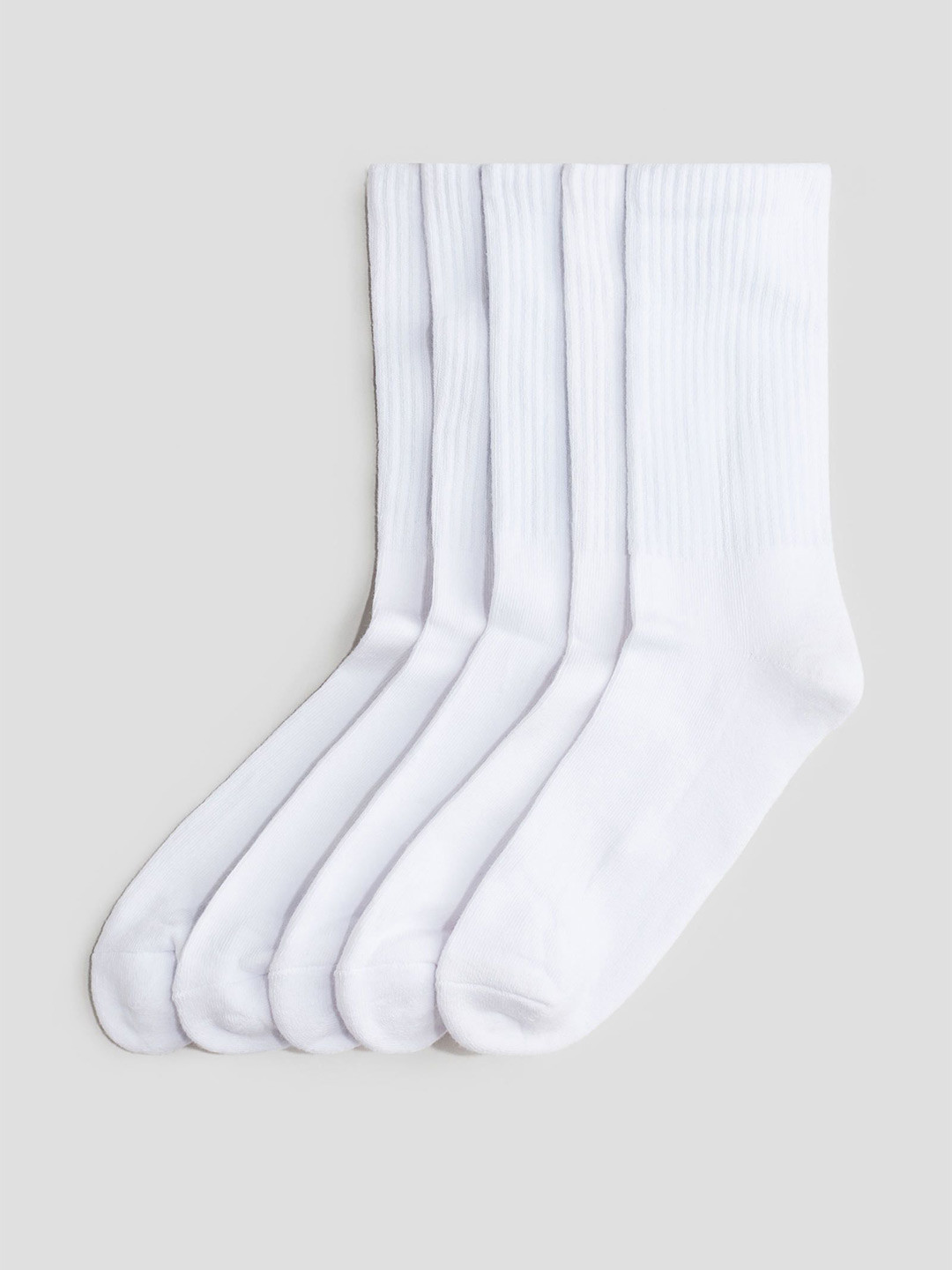 

H&M 5-Pack Ribbed Terry Socks, White