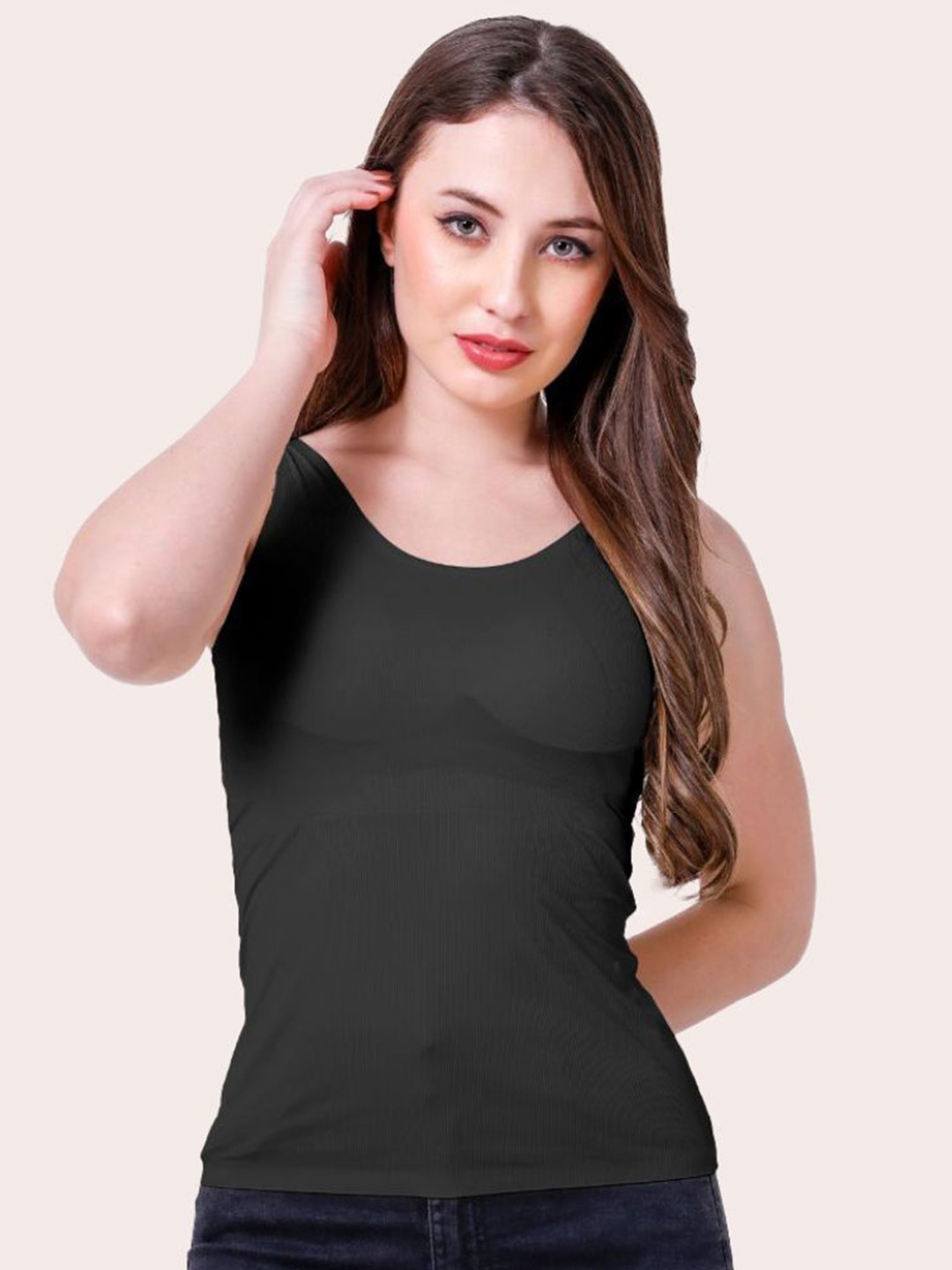 

CareDone Women Solid Round Neck Top, Black