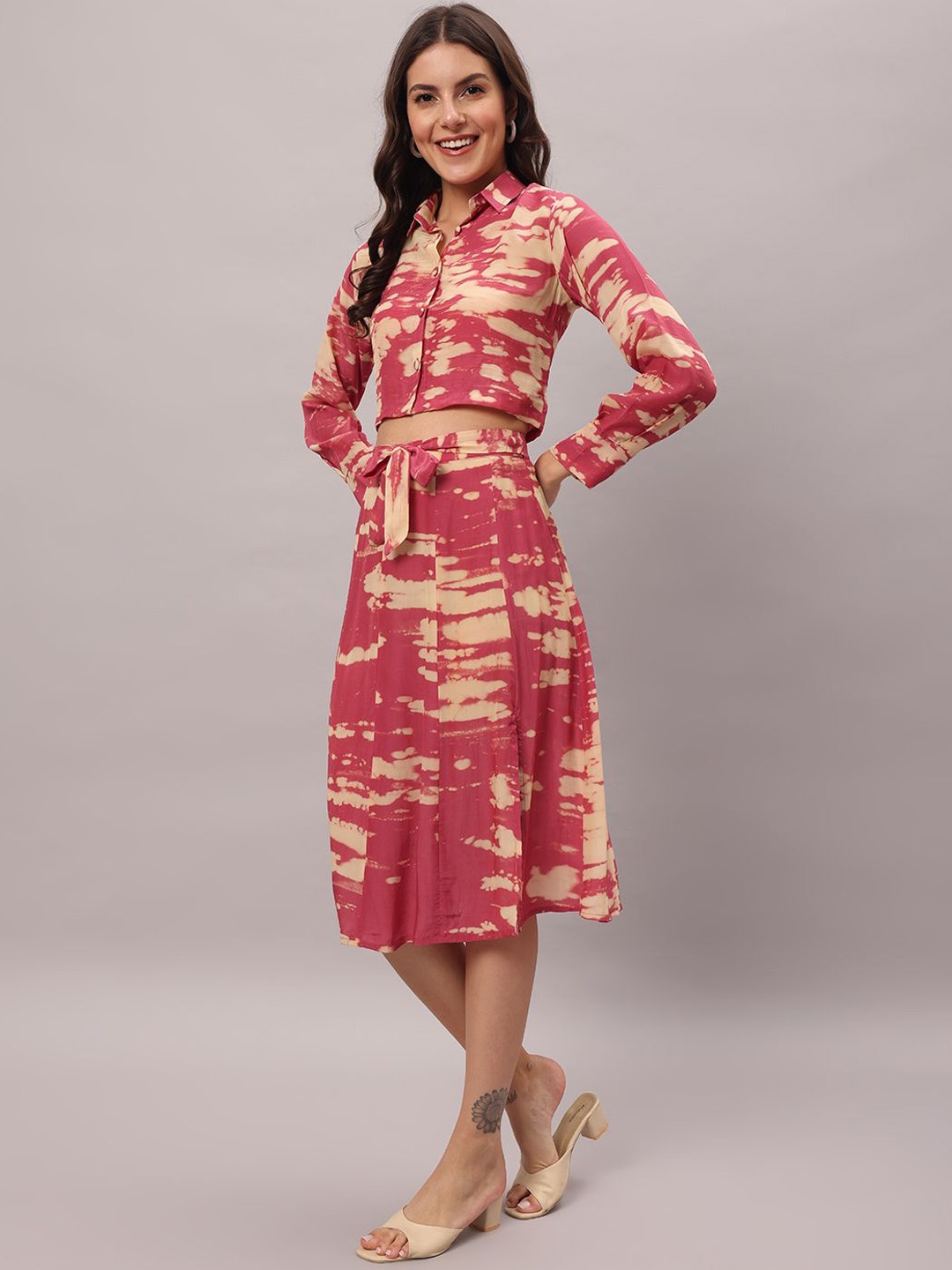

BRIJAL LAD Women Flared Printed Midi Skirt, Pink