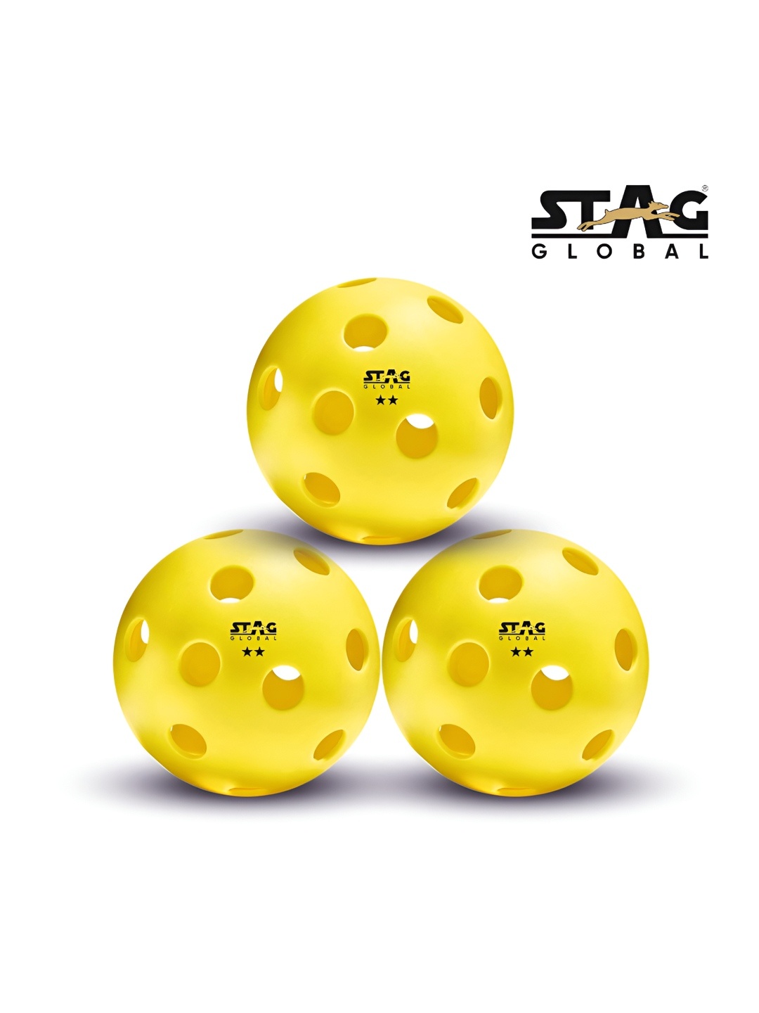 

STAG GLOBAL 3Pcs Printed Smooth Outdoor Pickle Balls, Yellow