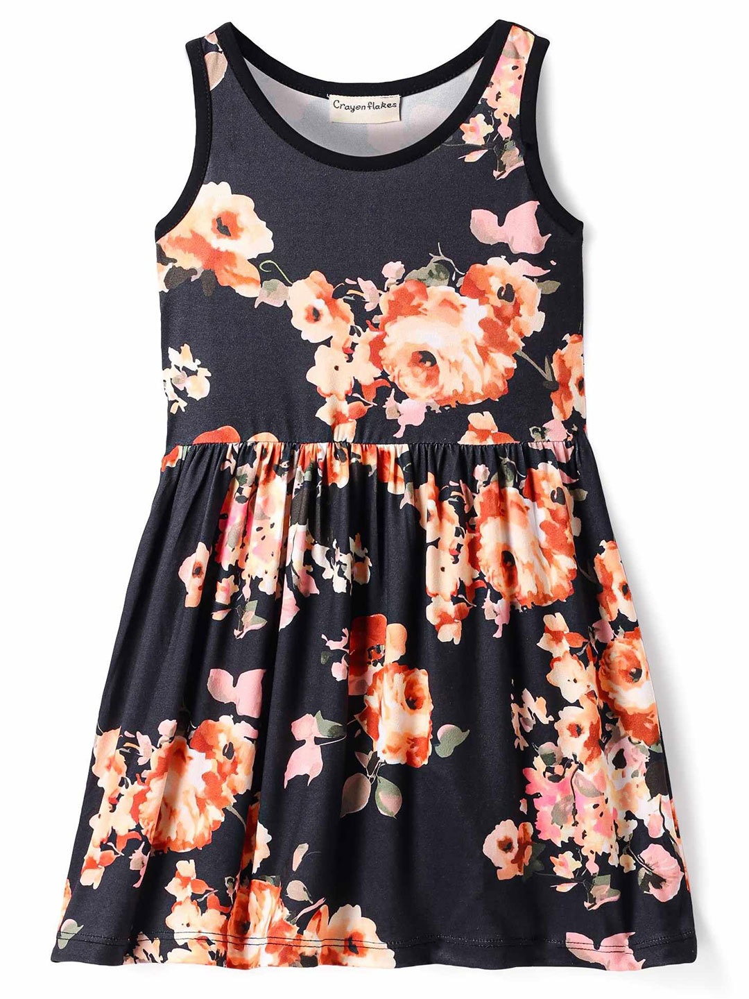 

CrayonFlakes Floral Print Fit & Flare Dress, Black