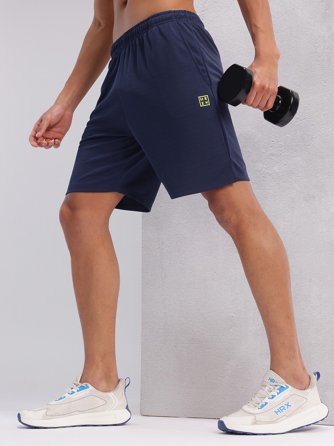 

HRX by Hrithik Roshan Men Mid-Rise Regular Fit Rapid-Dry Training Shorts, Navy blue