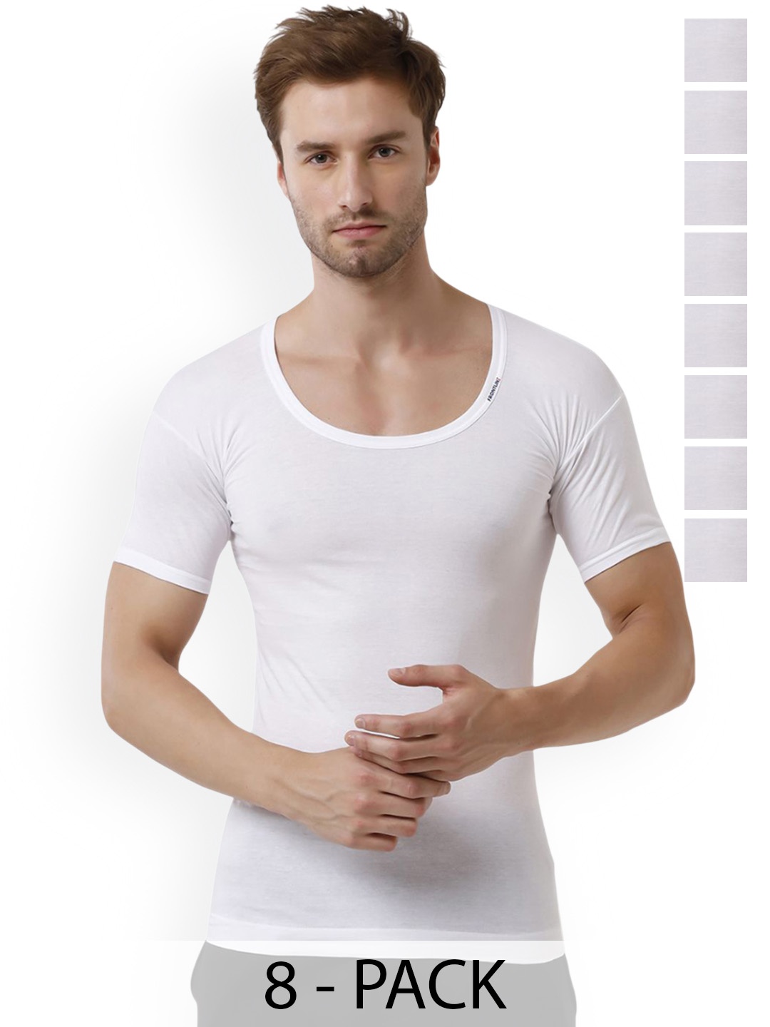

Rupa Pack Of 8 Cotton Undershirt Vests Frontline-White-Vest-RNS-8-95