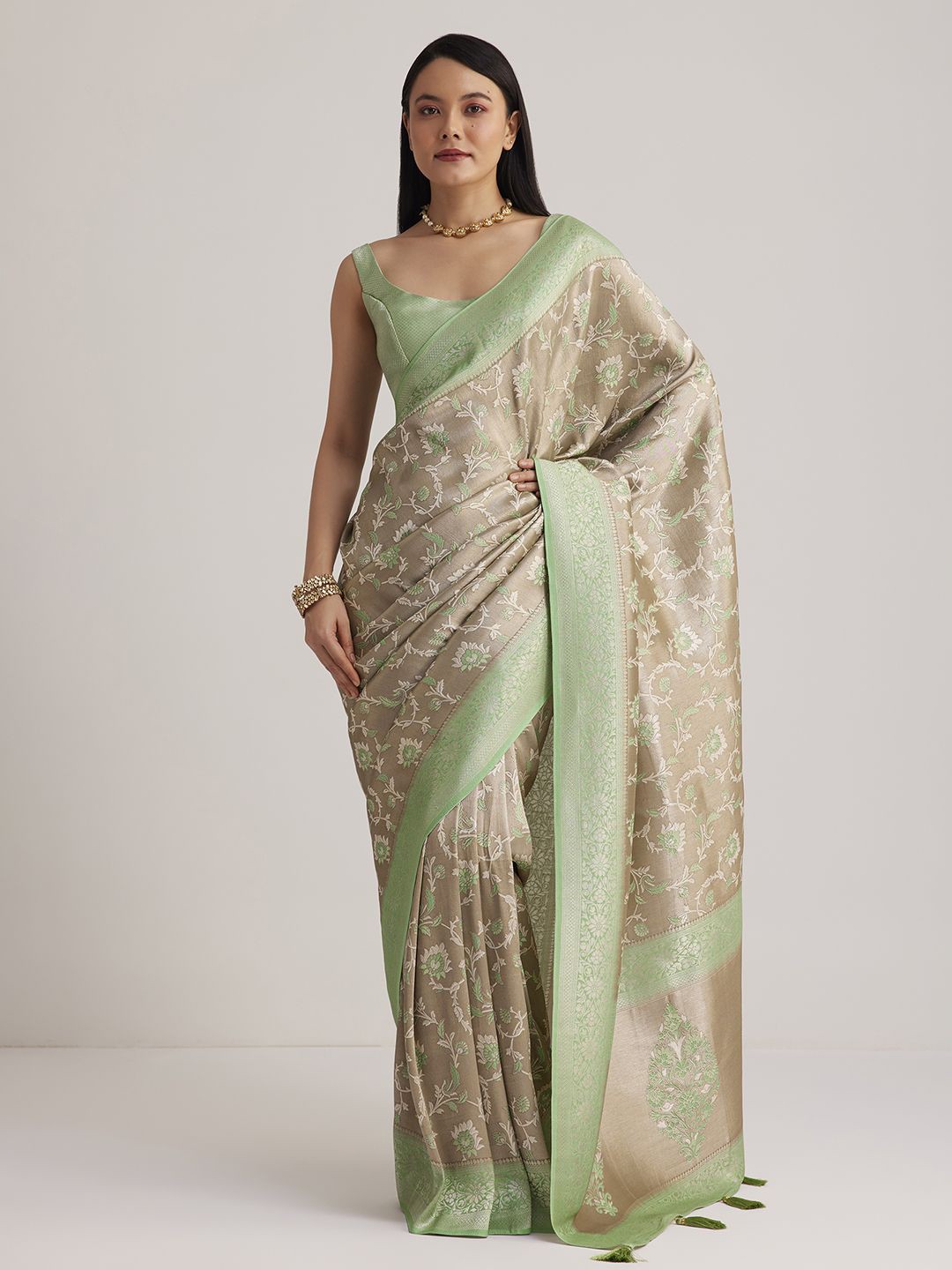 

KALKI Fashion Woven Design Zari Saree, Grey