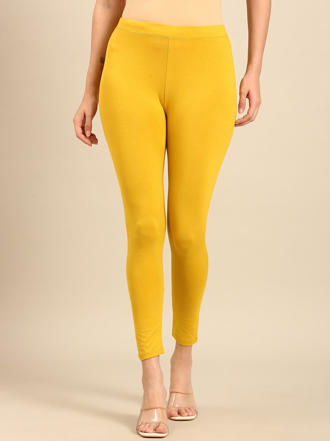 

De Moza Women Slim Fit Ankle Length Leggings, Yellow