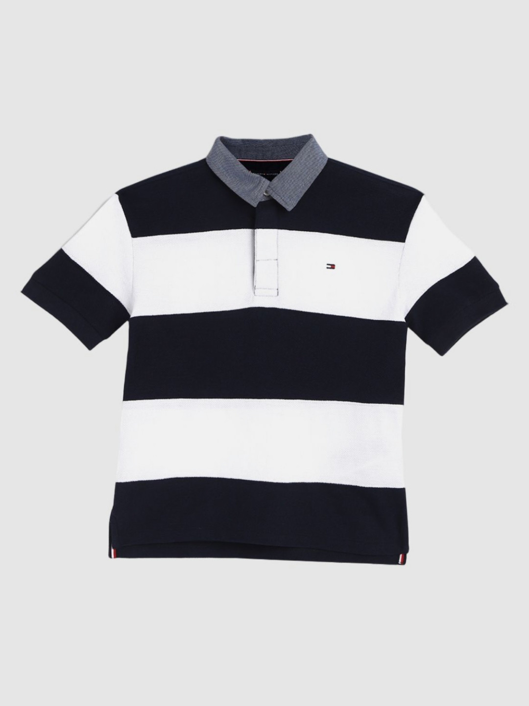 

Tommy Hilfiger Boys Striped Polo Collar Cotton T-shirt, White
